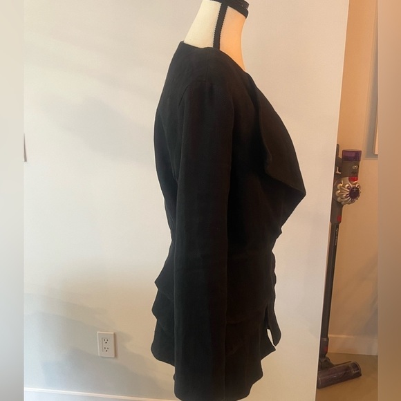 Society black linen blazer with ruffle detail - Picture 15 of 15
